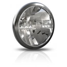 2447399 Super Oscar, 230 mm, LED, bred ljuskägla, LED positionslykta, svart, förkromad lyktsarg, ref. 27,5.
